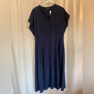 Uniqlo Navy MIDI Dress with Slip 2 Dresses in 1!